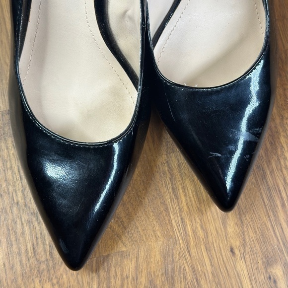 Pour La Victoire Lolas Black Patent Leather Wedge Almond Toe - Picture 7 of 9